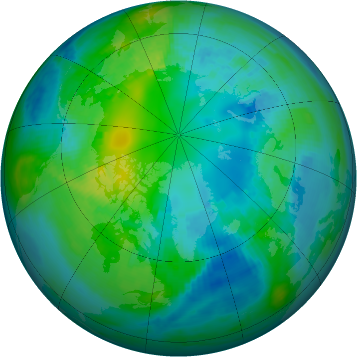 Arctic ozone map for 23 October 1989
